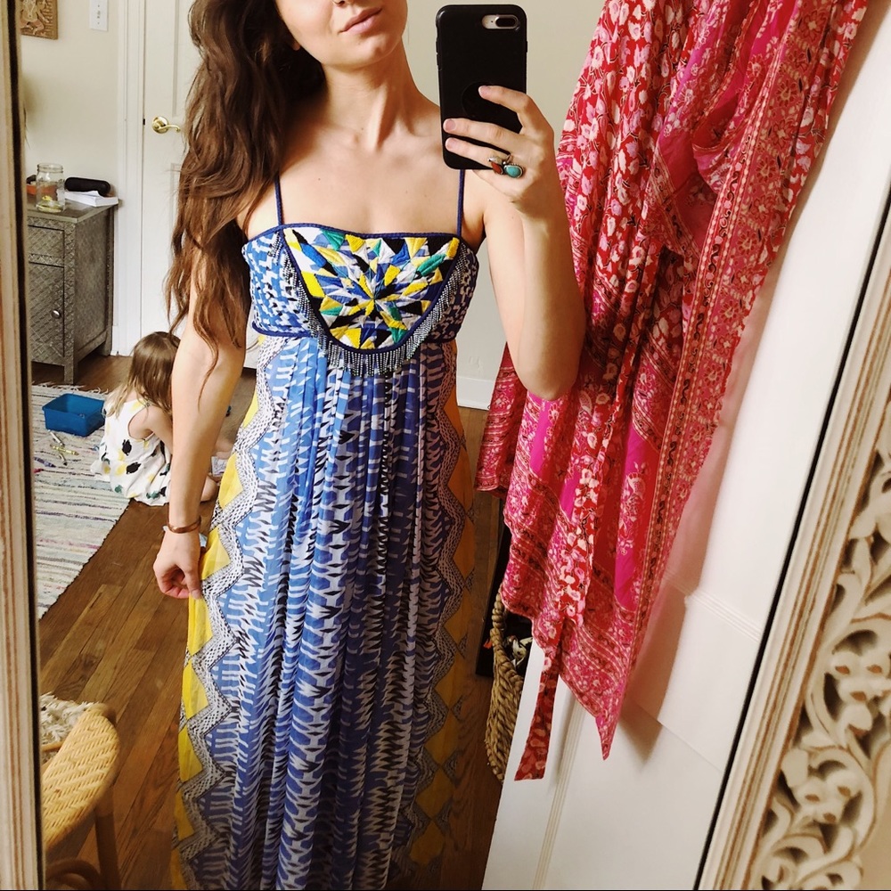 Ranna Gill Anthropologie Beaded African Print Maxi